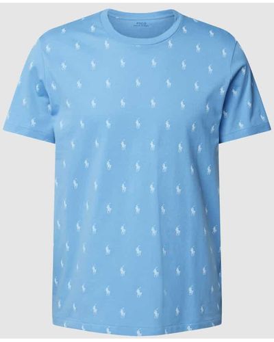 Polo Ralph Lauren T-Shirt mit Allover-Print Modell 'LIQUID' - Blau