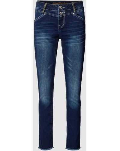 Blue Monkey Slim Fit Jeans mit Ziersteinbesatz Modell 'SANDY' - Blau