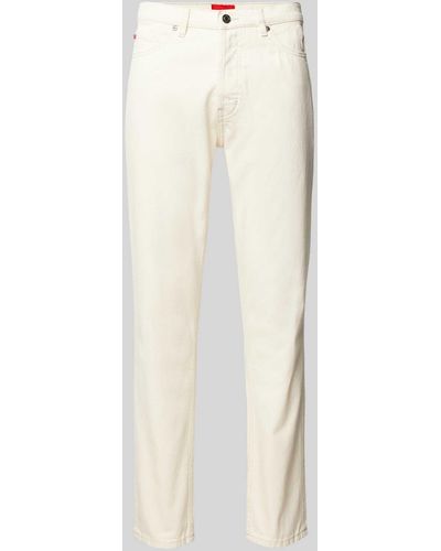 HUGO Tapered Fit Jeans im 5-Pocket-Design Modell 'Ash' - Weiß