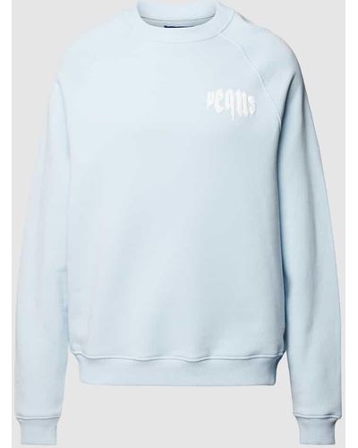 Pequs Sweatshirt mit Label-Print Modell 'Mythic' - Blau