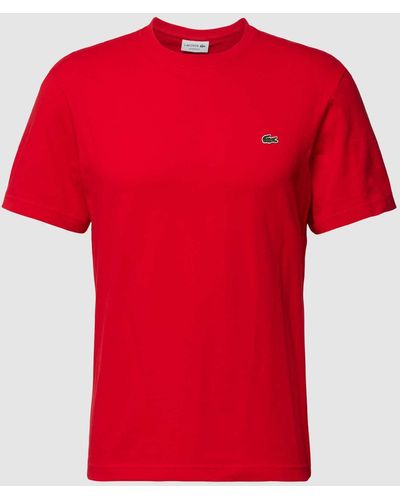 Lacoste T-shirt Met Ronde Hals En Labelstitching - Rood