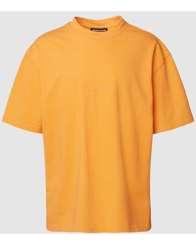 PEGADOR Oversized T-Shirt aus Baumwolle mit Label-Detail Modell 'Colne' - Orange