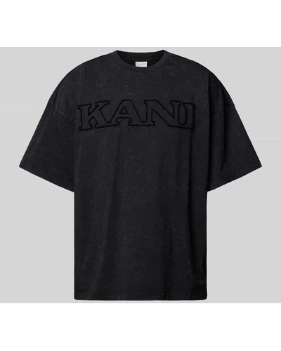Karlkani T-Shirt mit Label-Print Modell 'Retro' - Schwarz