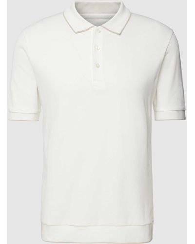 Marc O' Polo Regular Fit Poloshirt Met Contraststrepen - Wit