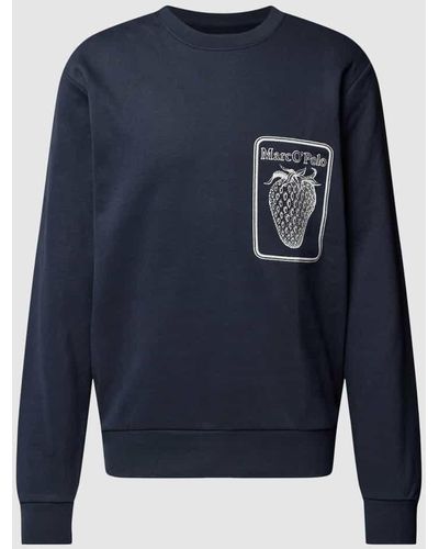 Marc O' Polo Sweatshirt mit Label-Print - Blau