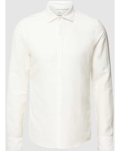 Eterna Slim Fit Premium Shirt mit Premium Leinen-Anteil Modell 'Kent' - Weiß