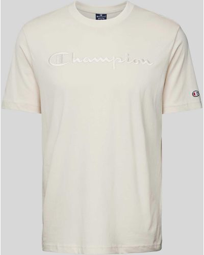 Champion T-Shirt mit Label-Stitching - Natur