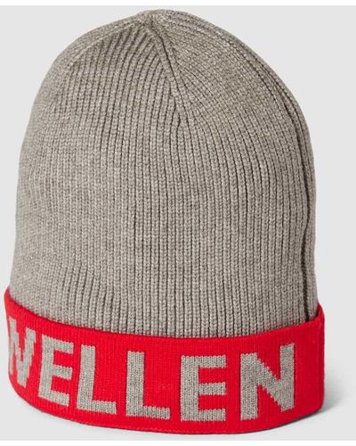 Wellensteyn Beanie mit Label-Stitching - Rot