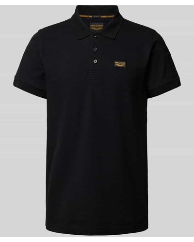 PME LEGEND Regular Fit Poloshirt mit Label-Patch Modell 'TRACKWAY' - Schwarz