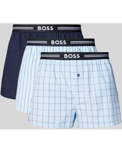 BOSS Boxershorts mit elastischem Label-Bund im 3er-Pack - Blau