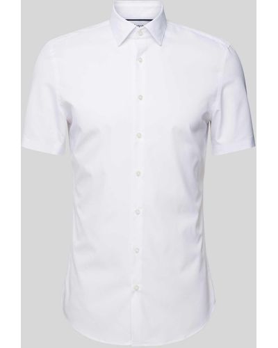 Jake*s Slim Fit Business-Hemd mit 1/2-Arm - Weiß