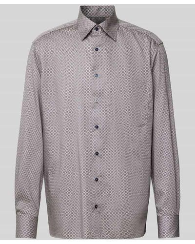 Eterna Comfort Fit Business-Hemd mit Brusttasche - Grau