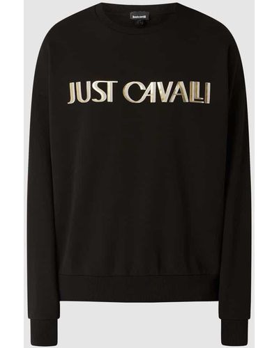 Just Cavalli Oversized Sweatshirt mit Logo-Print - Schwarz