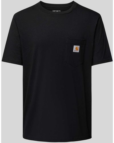 Carhartt T-Shirt mit Label-Patch Modell 'POCKET' - Schwarz