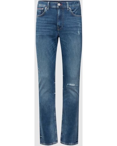 Tommy Hilfiger Jeans mit Label-Patch aus Leder Modell 'HOUSTON' - Blau