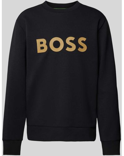 BOSS Sweatshirt mit Label-Print Modell 'Salbo' - Blau