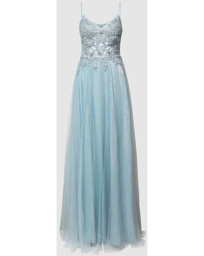 Luxuar Abendkleid mit Zierperlenbesatz - Blau