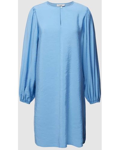 Marc O' Polo Knielanges Kleid mit Schlüsselloch-Ausschnitt - Blau