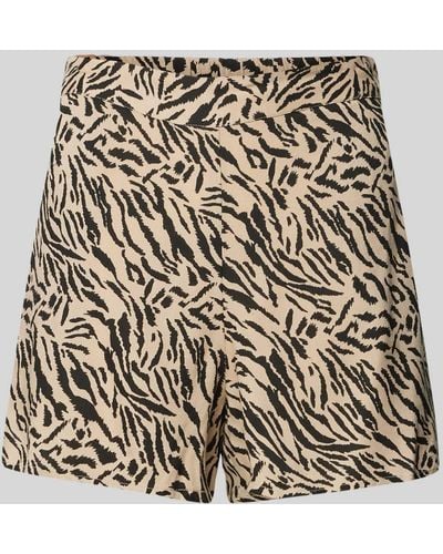 Pieces High Waist Shorts aus Viskose mit Animal-Print Modell 'NYA' - Mehrfarbig