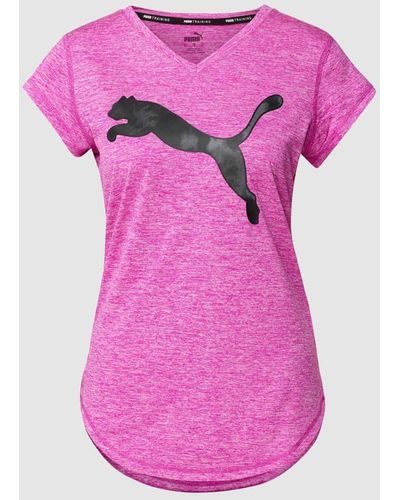 PUMA PERFORMANCE T-Shirt mit Logo-Print - Pink