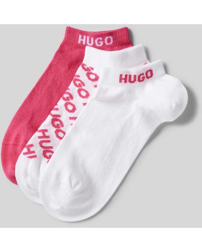 HUGO Sneakersocken mit Label-Print im 3er-Pack - Pink