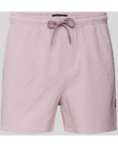 Only & Sons Regular Fit Badehose mit Strukturmuster Modell 'TED LIFE' - Pink
