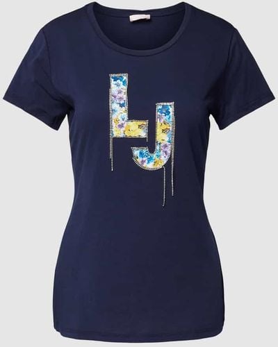 Liu Jo T-Shirt mit Label-Statement - Blau