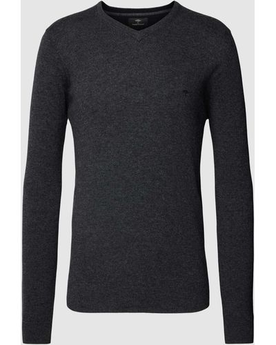 Fynch-Hatton Gebreide Pullover Met Logostitching - Zwart