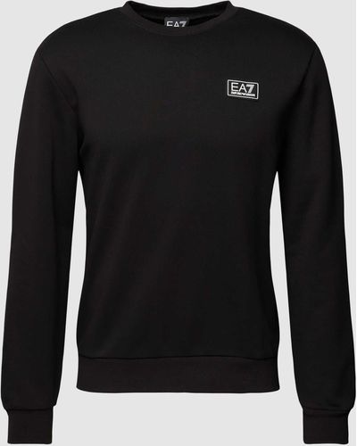 EA7 Sweatshirt Met Labeldetail - Zwart