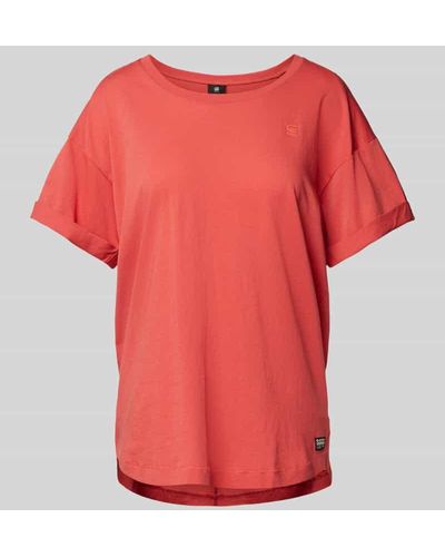 G-Star RAW T-Shirt mit Label-Stitching - Rot
