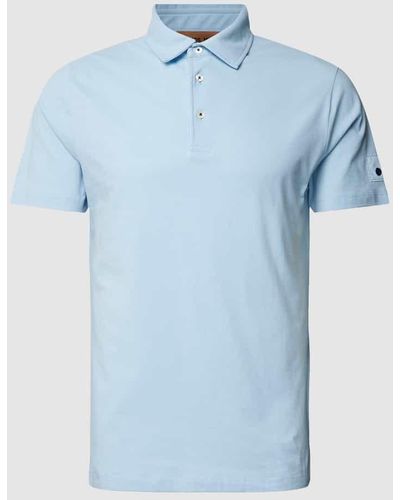Mos Mosh Poloshirt aus Baumwolle mit Label-Detail Modell 'Forte Peach' - Blau