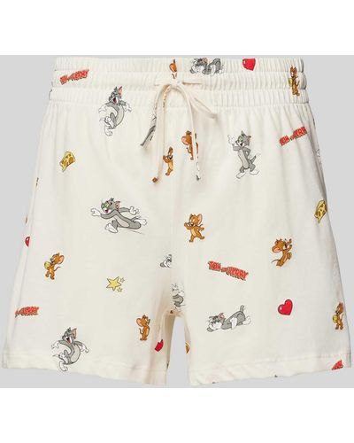 Jake*s Loose Fit Pyjama-Shorts mit Tom&Jerry®-Print - Natur