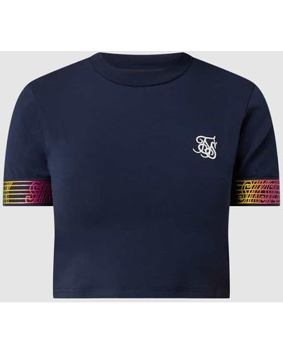 SIKSILK Cropped T-Shirt mit Stretch-Anteil Modell 'Rainbow Runner' - Blau