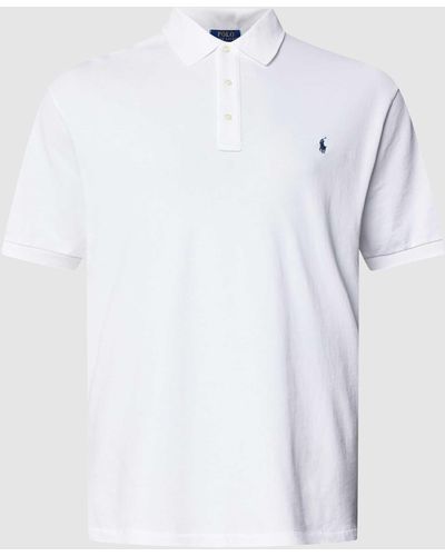 Ralph Lauren Plus Size Poloshirt Met Labelstitching - Wit