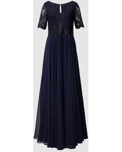 Vera Mont Abendkleid mit Spitzenbesatz - Blau