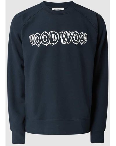 WOOD WOOD Sweatshirt mit Logo-Print - Blau