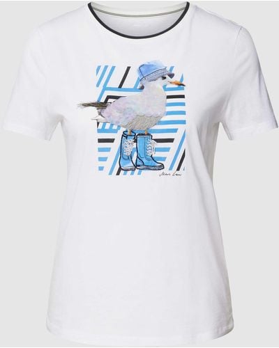 Marc Cain T-shirt Met Motiefprint - Blauw