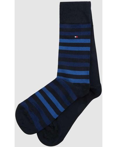 Tommy Hilfiger Socken mit Label-Detail im 2er-Pack Modell 'DUO STRIPE SOCK' - Blau