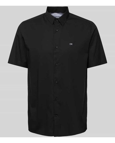 Calvin Klein Regular Fit Freizeithemd mit 1/2-Arm - Schwarz
