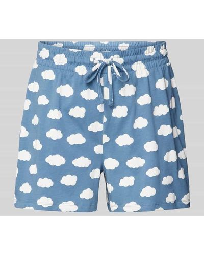 Jake*s Pyjama-Shorts mit Allover-Motiv-Print - Blau