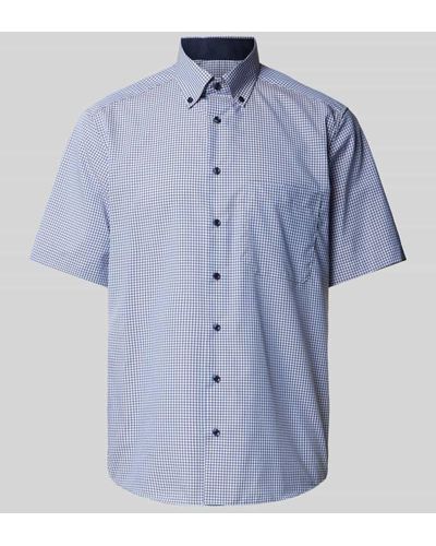 Eterna Comfort Fit Business-Hemd mit Vichy-Karo - Blau