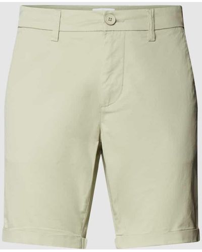 Knowledge Cotton Regular Fit Chino-Shorts mit Gesäßtaschen - Natur
