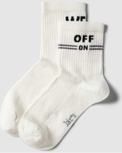 Jake*s Socken mit Label-Print - Weiß