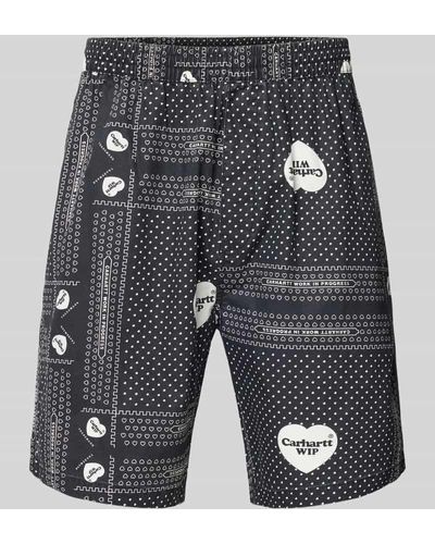 Carhartt Regular Fit Shorts mit elastischem Bund Modell 'HEART BANDANA' - Grau