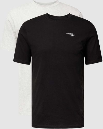 Marc O' Polo Regular Fit T-shirt Met Labelprint - Zwart