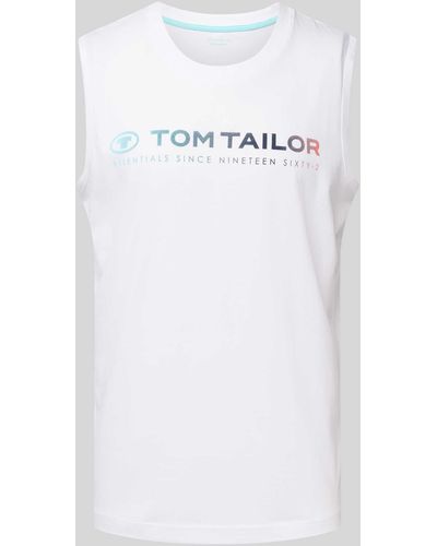 Tom Tailor Tanktop mit Label-Print - Weiß