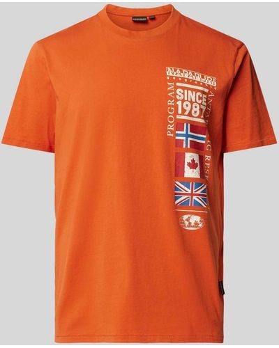 Napapijri T-Shirt mit Motiv-Print Modell 'TURIN' - Orange