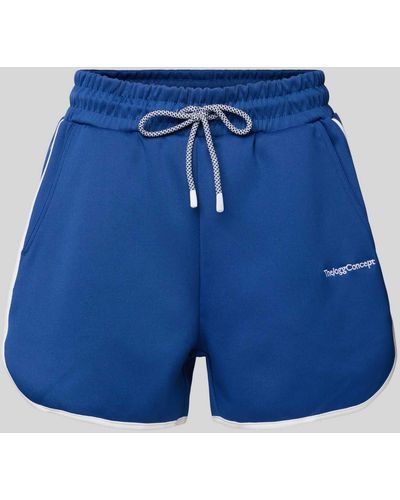TheJoggConcept Loose Fit Shorts mit Label-Stitching Modell 'SIMA' - Blau