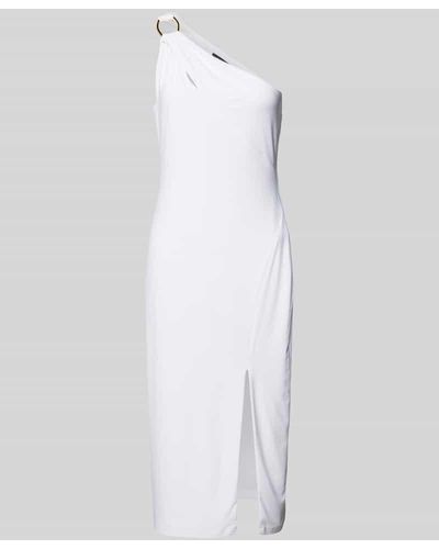 Lauren by Ralph Lauren Knielanges Cocktailkleid mit One-Shoulder-Träger - Weiß