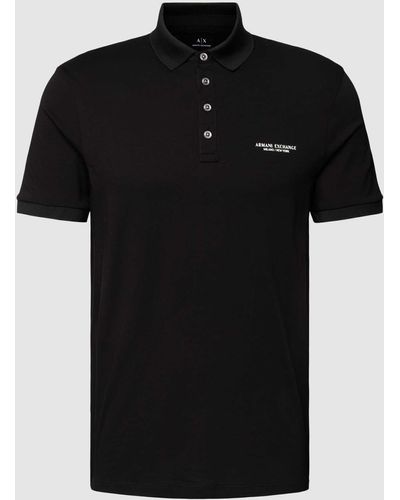 Armani Exchange Poloshirt Met Labelprint - Zwart